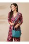 Green Faux Leather Textured Crossbody Bag