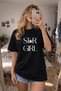 Star Girl Printed Crew Neck Black T-Shirt T-Shirt