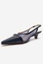 Laviera Navy Blue Mesh Buckle Genuine Leather Women's Low Heel Shoes - 6