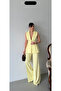 Women's Majeste Yellow Blazer Vest Wide Leg Pants Suit - 7