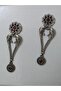 Handcrafted Oxidized Bird Dangler Earrings with Green/Pink Accents
