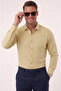 Beige Striped Textured Wrinkle-Resistant Comfortable Fit Men's Shirt 2602607 - 2