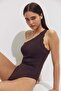 One-shoulder padded-cup swimsuit