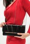 Black Women's Pleated Detailed Evening Dress Wedding Invitation Clutch Bag - 7