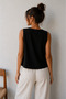 Sleeveless Tie-Front Kimono Black Tunic – Oversize, New Season, Comfortable Fit, Stylish Design - Black - Sevde Ugur - 2
