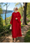 Self-Polka Dot Patterned Ferace Dress with Ruffles on the Sides, Sizes 40-56 - 3