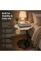 End Table Sofa Side Table 60x40cm - Metal Frame with wooden Finish Couch Table for Living Room Bedroom Bedside Laptop Table - Brown - 6