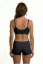 Women's Black Color Seamless Underwire-Free Bra with Removable Pads Laser Cut Gathering Bustier - 4