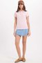 Women's Slim Fit 100% Cotton Polo Collar Pink Pique T-Shirt - 2