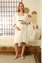 Bella Dressing Gown Maternity and Postpartum Lace Detailed Strap Nightgown Set - 4