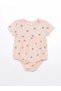 Baby Girl Crew Neck Short Sleeve Floral Print Snap Closure Bodysuit
