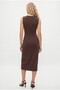 Women's Eldora Woven Modal Gold Buckle Slit Sleeveless Midi Length Brown Stylish Dress - 5