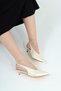 Women's Crinkled Patent Leather Open-Back Short Heeled Shoes - 2