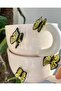 Handmade Ceramic Mug with Green Butterfly Figure - 4