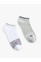 Set of 2 Striped Anchor Printed Cotton Booties Socks - 2