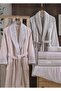 Sude 6-Piece Embroidered Cotton Bathrobe Set - Powder/Beige