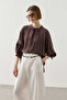 Drawstring Tencel Shirt Brown - 7