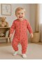 Isyiz Baby Patterned Snap Fastener Long Sleeve Jumpsuit 100% Cotton