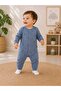 Isyiz Baby Patterned Snap Fastener Long Sleeve Jumpsuit 100% Cotton