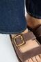 Regina Women's Genuine Leather Double Strap Single Buckle Brown Slippers - 3