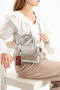 Jesse Vertical Form Silver Hand and Shoulder Bag with Silver Buckle Detail - 3