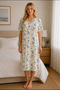 25211-Nena V-Neck Short-Sleeved 100% Cotton Tamara Nightgown