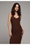 Slim Fit Plain Women's Brown Strap Dress