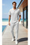 Men's Trendy Summer Wrinkled Fabric Short Sleeve T-Shirt and Pants Set