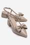 Women's Bow Tie Open Back Heeled Sandals Beige Yanki̇ - 2