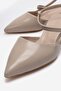 Side Crossed Heel Covering Open Back Pointed Toe Heeled Shoes; Beige Yanki̇ - 3