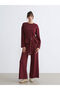 Crew Neck Metal Buckle Blouse - 3