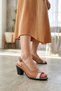 Elit Msl1926 Women's Genuine Leather Heeled Sandals Brown