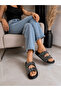 Women's Double Buckle Pearl Soft Sole Slippers - 2