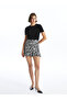 Women's A-Line Patterned Skirt with Zippered Waist