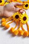Sunflower Figured Pompom Rubber Buckle Set - 2-Piece Yellow Flower Children's Hair Accessory - 3