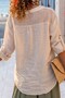 Women's Beige Washed Linen Mesh Detailed Half Placket Casual Blouse Loi̇26-Bcrs-265812 - 2