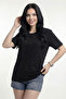 T-Shirt Women's Black Cotton Combed Fabric Zero Collar Regular Full Fit - 3