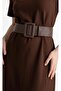 Women's Bitter Brown Leather Look Waist Belt, Jacket Belt, Dress Belt, Shirt Belt - 4