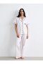 Shirt Collar Striped Women's Pajama Set (S6) - 2