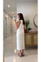 Kenista White Square Neck Dress with Back Slit Detail - 4