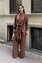 Women's Striped Double-Breasted Top and Bottom Set with Tie Detail - 5