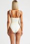 Women's Swimsuit Strapless Sleeveless Regular Fit Floral Applique Detailed Knitted Terry Fabric Beachwear - 5