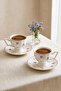 Queen Rebecca 4 Piece 2 Person Porcelain Coffee Cup Set 100 ml - 4