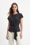 Black Front Tie Blouse 242201
