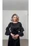 Shiny Fabric Ruffle Sleeve Dress - 2