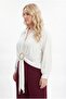 Women's White Plus Size Oversize Ring Buckle Chiffon Blouse Hzl26S-Zss110701 - 3
