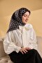 وشاح حرير تويلي بسلسلة أسود - أبيض - 2