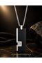 Stainless Steel Cubic Zircon Detailed Premium Black Steel Color Men's Necklace