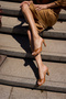 Holis Women's Tan Genuine Leather Single Strap Heel Slippers - 5