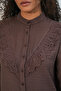 Women's Long Ruffle Shirt 20385 - Brown - 5
